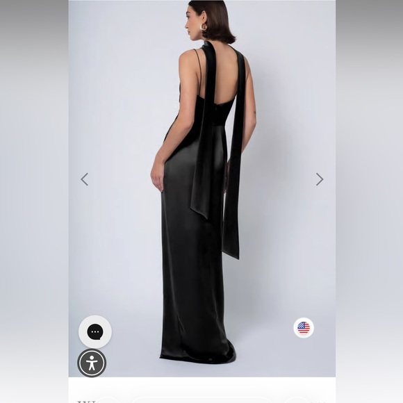 NWT Jenny Yoo Wren Black Satin Dress - Picture 2 of 4